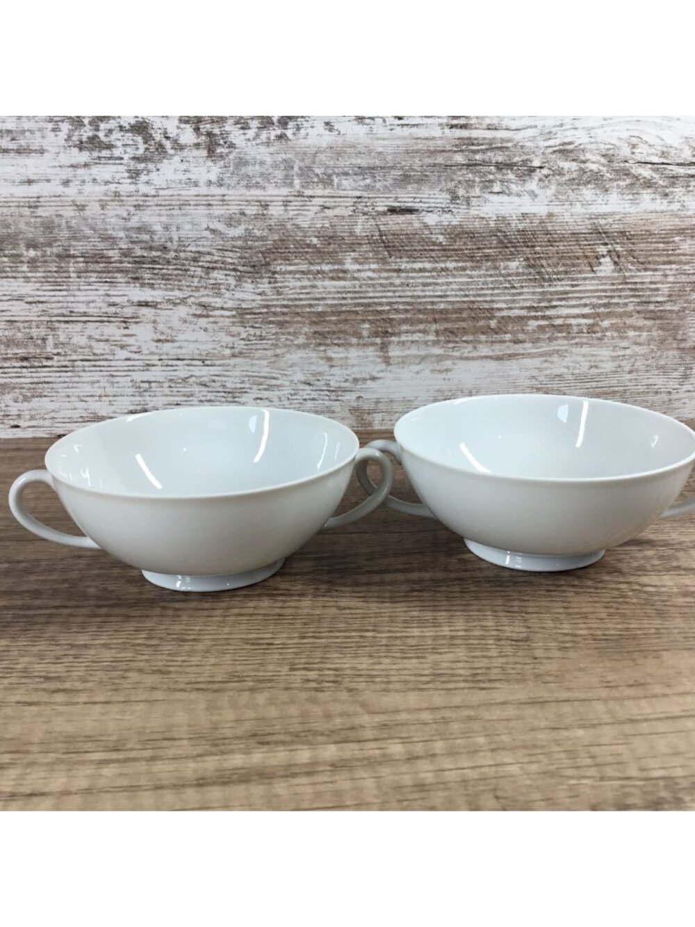 Mosa Select Japan Set of 2 White Porcelain Double-Handled Soup Bowls